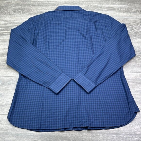 John Varvatos Slim Fit Tailored Dress Shirt Mens 16 32/33 Blue Check Preppy - Picture 8 of 15